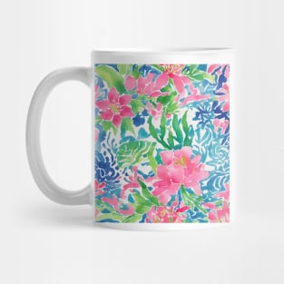 Preppy colors watercolor flowers and leaves Mug